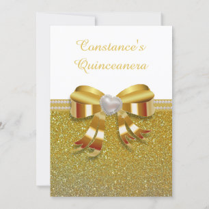 Chic Gold Glitter Quinceanera Uitnodiging