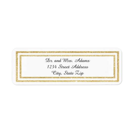 Chic Gold Glitter Trim - Return Address Label (Voorkant)
