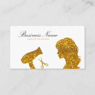 Chic Gold Glitter Vrouw Kapper Afsprakenkaartje