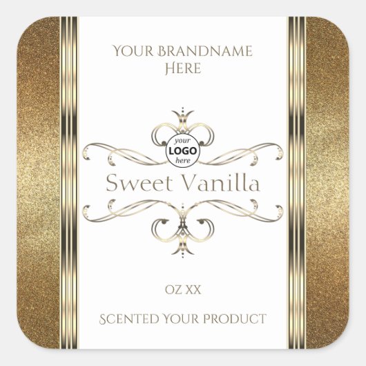 Chic  Gold Glitter White Product Labels Logo (Voorkant)