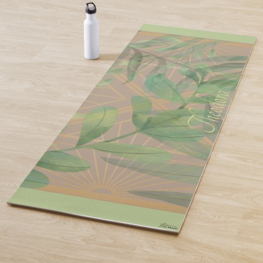 Chic Gold Green Leaf Abstract Gold Pattern Yogamat (In situ)