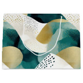 Chic Gold Green White Abstract Groot Cadeauzakje (Voorkant)