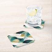 Chic Gold Green White Abstract Kartonnen Onderzetters (Insitu)
