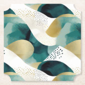 Chic Gold Green White Abstract Kartonnen Onderzetters (Voorkant)