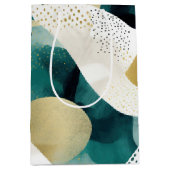 Chic Gold Green White Abstract Medium Cadeauzakje (Voorkant)