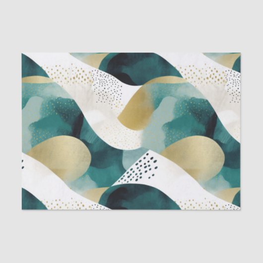 Chic Gold Green White Abstract Tissuepapier (Voorkant)