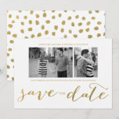 CHIC GOLD HANDSCHRIFTELIJKE | FOTO BEWAREN DE DATU SAVE THE DATE (Voorkant / Achterkant)