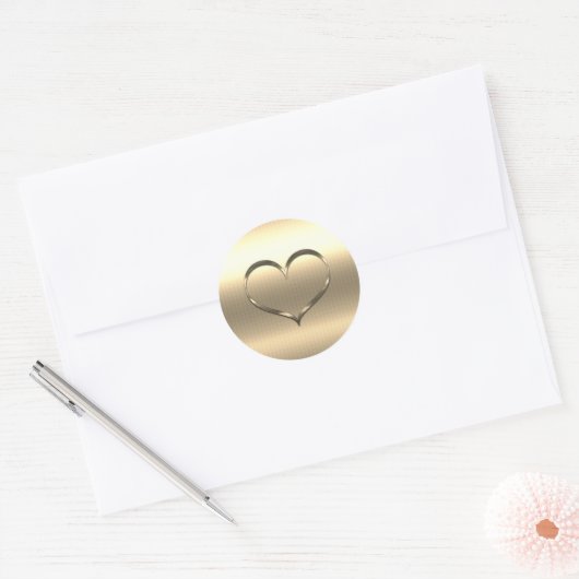 Chic Gold Hart Ronde Sticker (Envelop)
