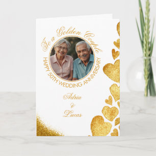 Chic Gold Heart 50ste bruiloft Jubileum Kaart