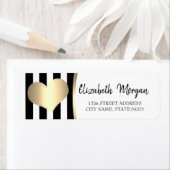 Chic Gold Heart, Black Stripes Address Label (Insitu)