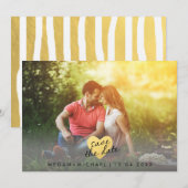 Chic Gold Heart Enregistrer le Carte photo de date (Devant / Derrière)