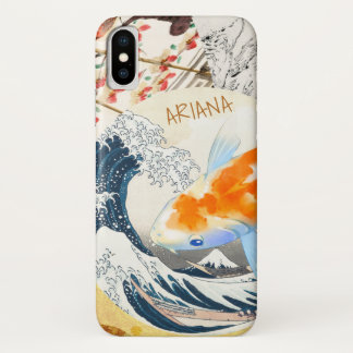 Chic Gold Koi Pond van Japanse Monogrammen iPhone X Hoesje