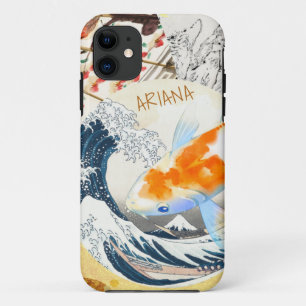 Chic Gold Koi Pond van Japanse Monogrammen iPhone 11 Hoesje