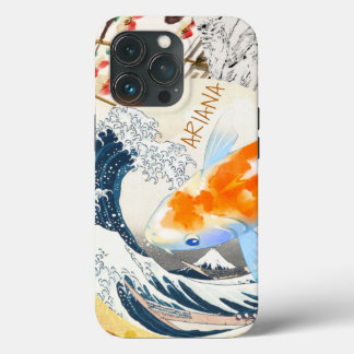 Chic Gold Koi Pond van Japanse Monogrammen iPhone 13 Pro Hoesje