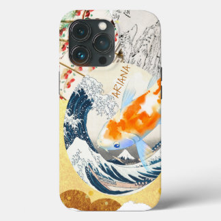 Chic Gold Koi Pond van Japanse Monogrammen iPhone 13 Pro Hoesje