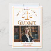 Chic Gold Law School Afstuderen Foto Aankondiging (Voorkant)