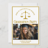 Chic Gold Law School Afstuderen Fotofeest Kaart (Voorkant)