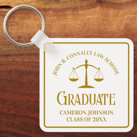 Chic Gold Law School Afstuderen Keepsake Sleutelhanger (Voorkant)