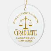 Chic Gold Law School Afstuderen Kerst Keramisch Ornament (Links)