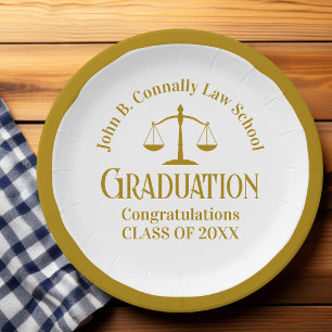 Chic Gold Law School Custom Graduation Party Papieren Bordje