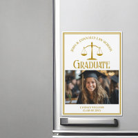 Chic Gold Law School Graduation Photo Magnet Card