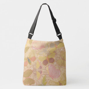 Chic Gold Leaf en Butterfly Pink Background Crossbody Tas