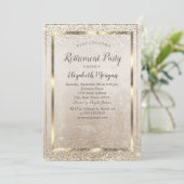 Chic Gold Lijst, Glass Confetti Retirement Kaart (Staand voorkant)