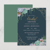 Chic Gold Lijst & Script Succulents Vrijgezellenfe Uitnodiging Briefkaart (Voorkant / Achterkant)