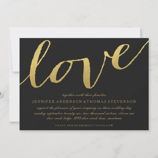 CHIC GOLD LOLD NOIR FAIRE-PART DE MARIAGE (Devant)