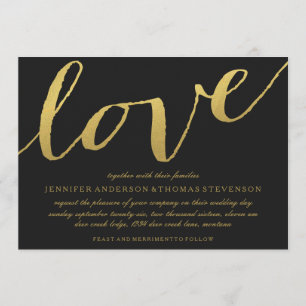 CHIC GOLD LOLD NOIR FAIRE-PART DE MARIAGE