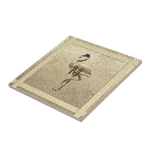 Chic Gold Look Glossy Flamingo Monogram Onderzette Tegeltje