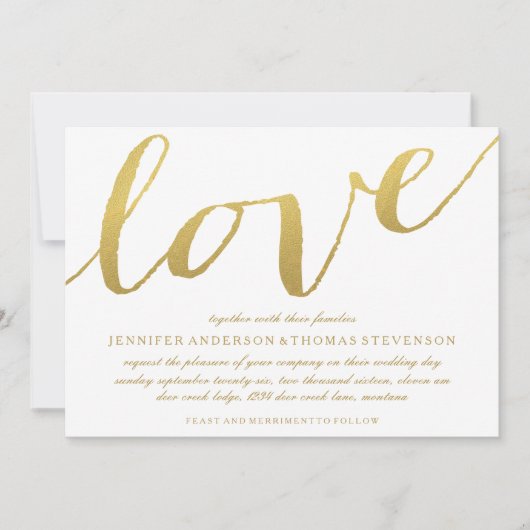 CHIC GOLD LOVE FAIRE-PART DE MARIAGE (Devant)