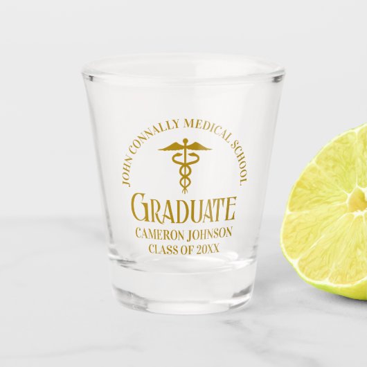 Chic Gold Medical School Afstuderen Keepsake Shot Glas (Voorkant)