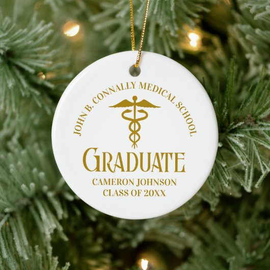 Chic Gold Medical School Afstuderen Kerst Keramisch Ornament (Boom)