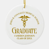 Chic Gold Medical School Afstuderen Kerst Keramisch Ornament (Voorkant)