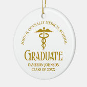 Chic Gold Medical School Afstuderen Kerst Keramisch Ornament (Links)
