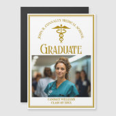 Chic Gold Médicale School Graduation Magnet photo (Devant / Derrière)