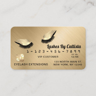 Chic Gold Metallic Glitter Lashes Credit Visitekaartje