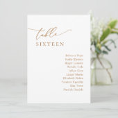 Chic Gold Minimalist Wedding Seating Chart Kaart (Staand voorkant)