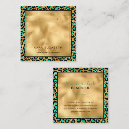 Chic Gold Mint Leopard-kaart voor aflevering Vierkante Visitekaartje
