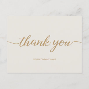 Chic Gold Modern Typography Script zakelijk bedank Briefkaart
