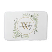 Chic Gold Monogram Elegant Script Greenery Badmat (Voorkant)