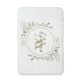 Chic Gold Monogram Elegant Script Greenery Badmat (Voorkant Verticaal)