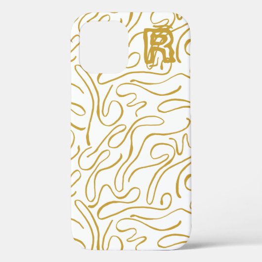 Chic Gold Monogram Hoesje-Mate iPhone Case (Achterkant)