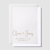 Chic Gold Monogram Trouwbedekking Vellum Uitnodigingen (Offset)