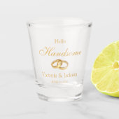 Chic Gold Monogrammed Wedding Keepomwille Shot Glas (Voorkant)