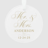 Chic Gold Mr et Mme Mariage Monogram Photo (dos)