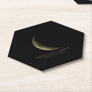 Chic Gold Mystical Moon Phase Black Kartonnen Onderzetters