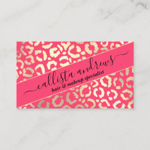 Chic Gold Neon Pink Leopard Cheetah Dierenprint Visitekaartje