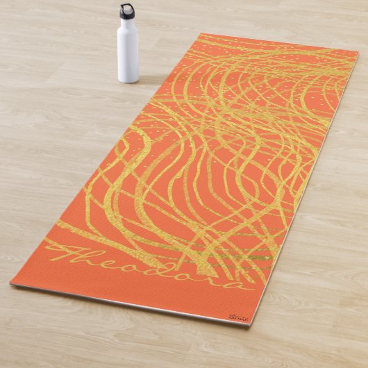 Chic Gold Oranje Abstract Yogamat (In situ)